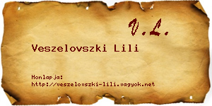 Veszelovszki Lili névjegykártya